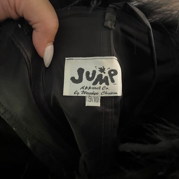 Vtg Y2K 2000s Black Feather Trim Gown Formal Prom See Measurements for Sizing - Picture 6 of 7